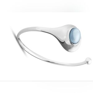 Georg Jensen Denmark Vivianna 269 Sterling Silver and Blue Topaz Cuff Bracelet.